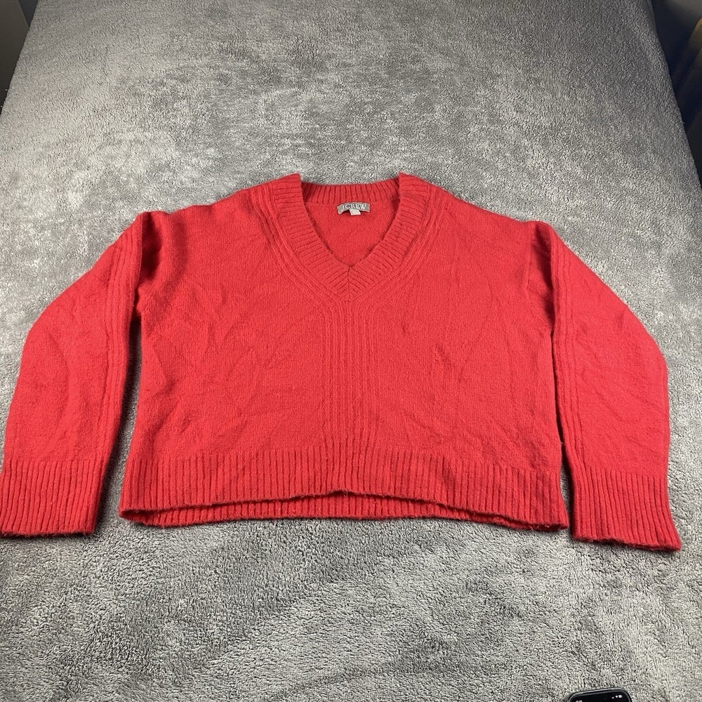 J.Crew V-Neck Wide Sweater Knit Pullover Womens Small Red Long‎ Sleeve